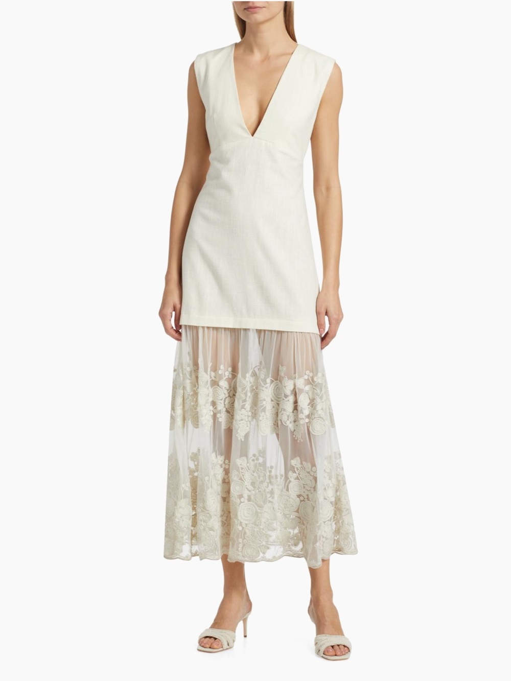 Sea Arielle Lace Linen Midi-Dress